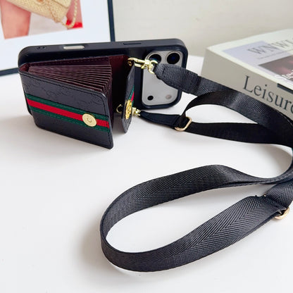 Leather GG iPhone Case With Card Holder And Strap -CFK251305