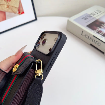 Leather GG iPhone Case With Card Holder And Strap -CFK251305