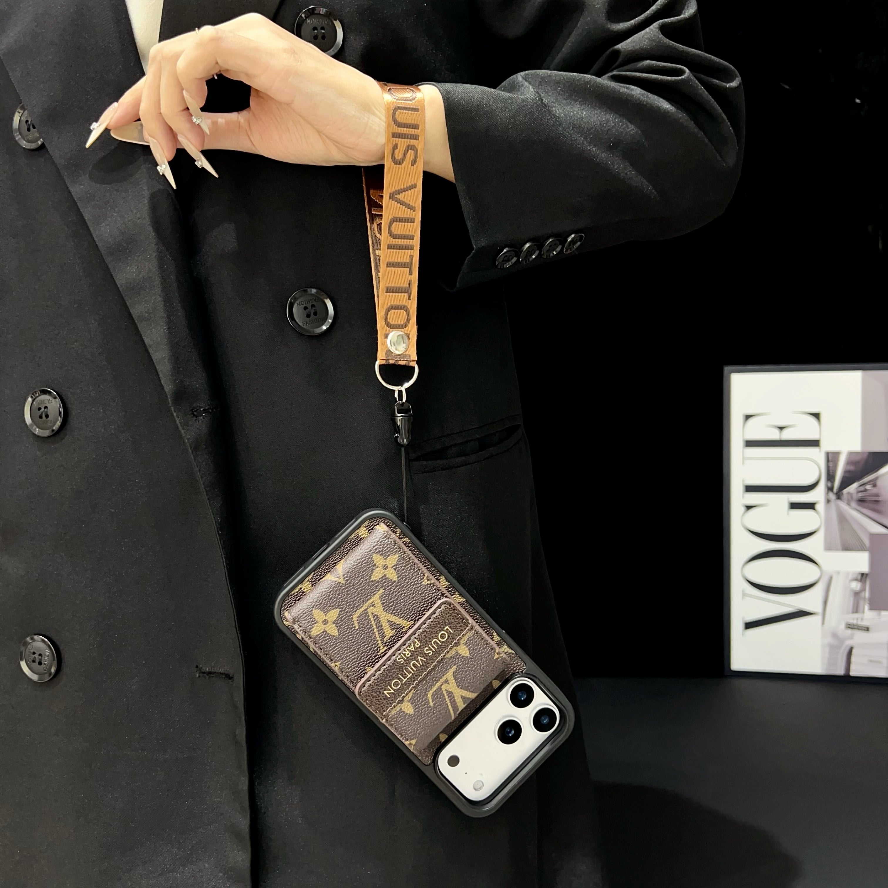 Premium Monogram iPhone Case With Wallet And Strap For iPhone 17 Series-CYLV137