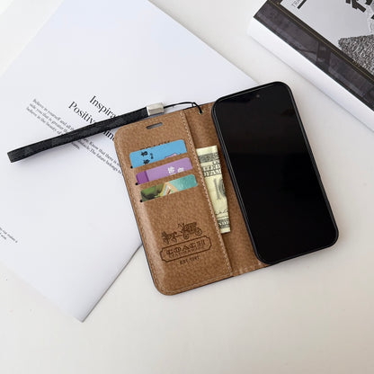Classic Leather CH iPhone Case With Fold Wallet And Strap-CFPL005