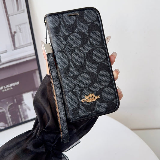 Classic Leather CH iPhone Case With Fold Wallet And Strap-CFPL005