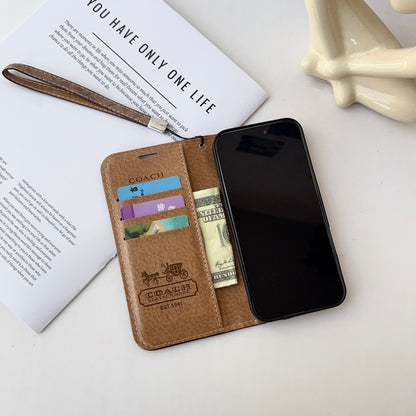 Leather Fold CH iPhone Case With Wallet And Strap-CFZDK002