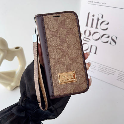 Leather Fold CH iPhone Case With Wallet And Strap-CFZDK002