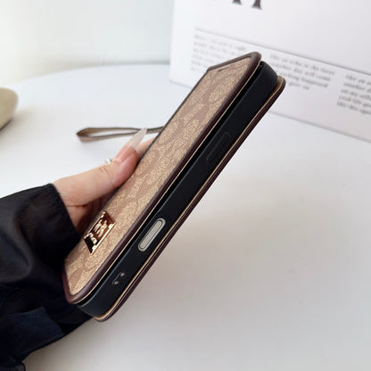 Leather Fold CH iPhone Case With Wallet And Strap-CFZDK002