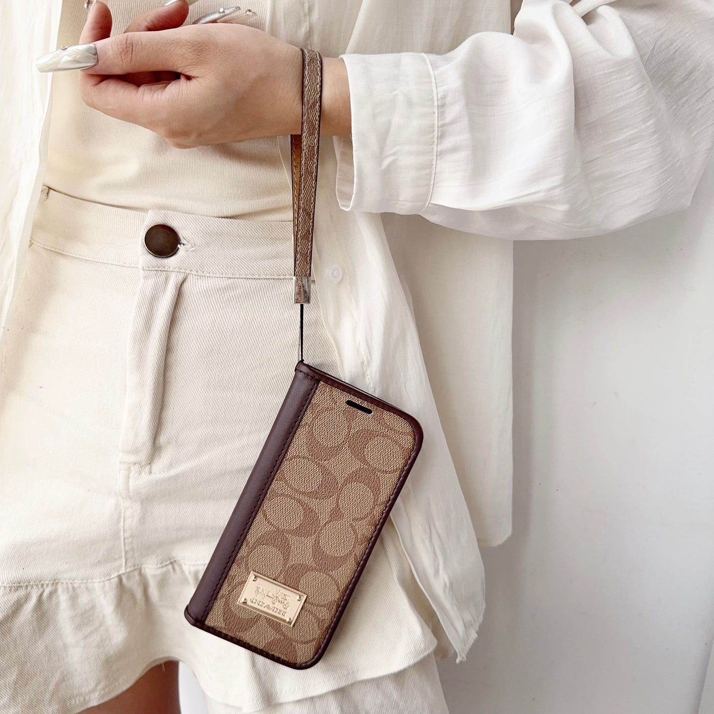 Leather Fold CH iPhone Case With Wallet And Strap-CFZDK002