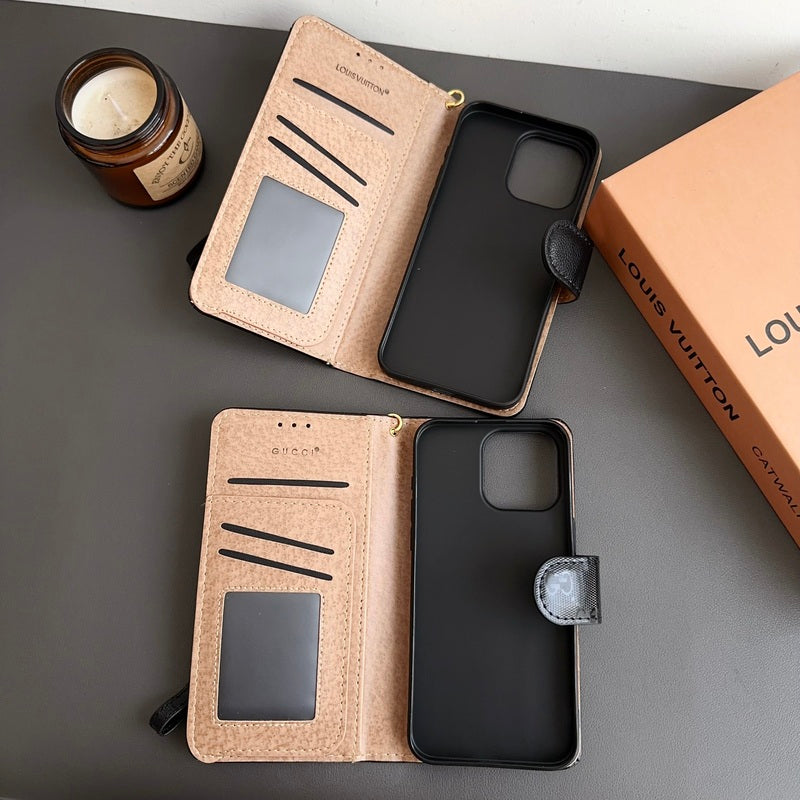 Classic Leather Monogram iPhone Case with Card Holder and Cash Pocket-CFHYL251025