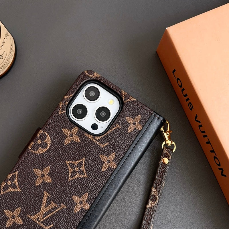 Classic Leather Monogram iPhone Case with Card Holder and Cash Pocket-CFHYL251025