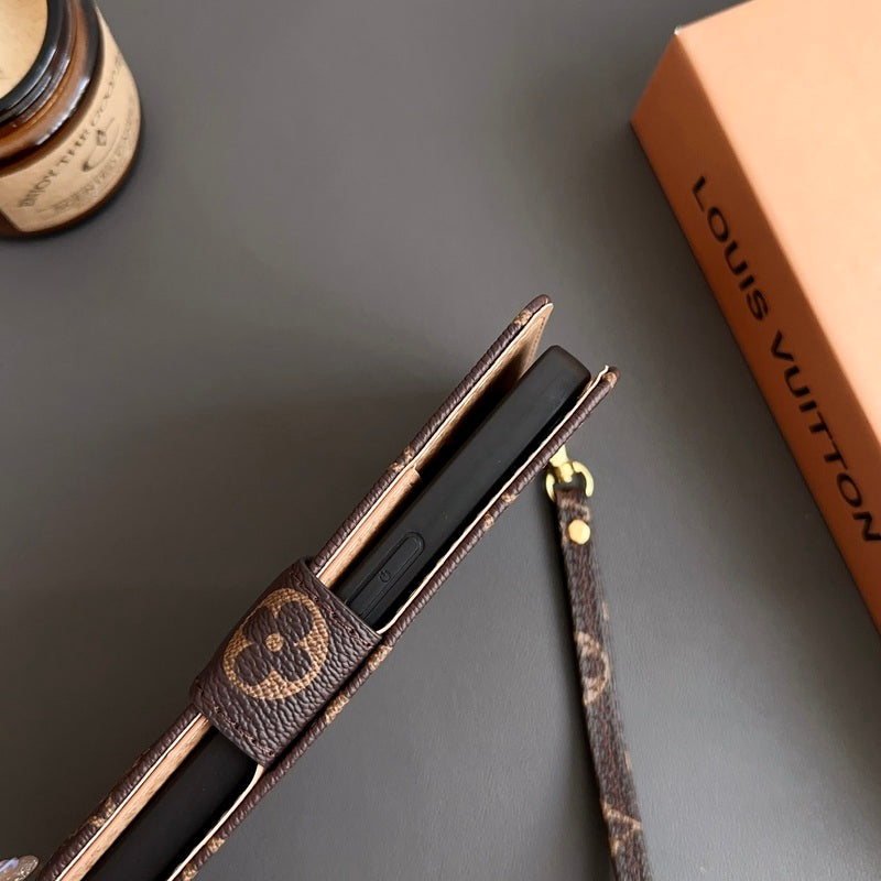 Classic Leather Monogram iPhone Case with Card Holder and Cash Pocket-CFHYL251025