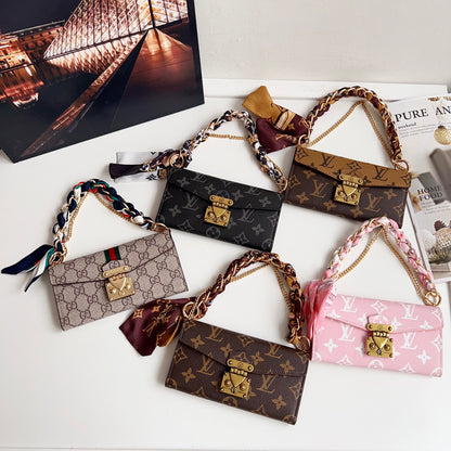 Leather Folio Monogram iPhone Case With Card Holder And Strap-CFMTY21