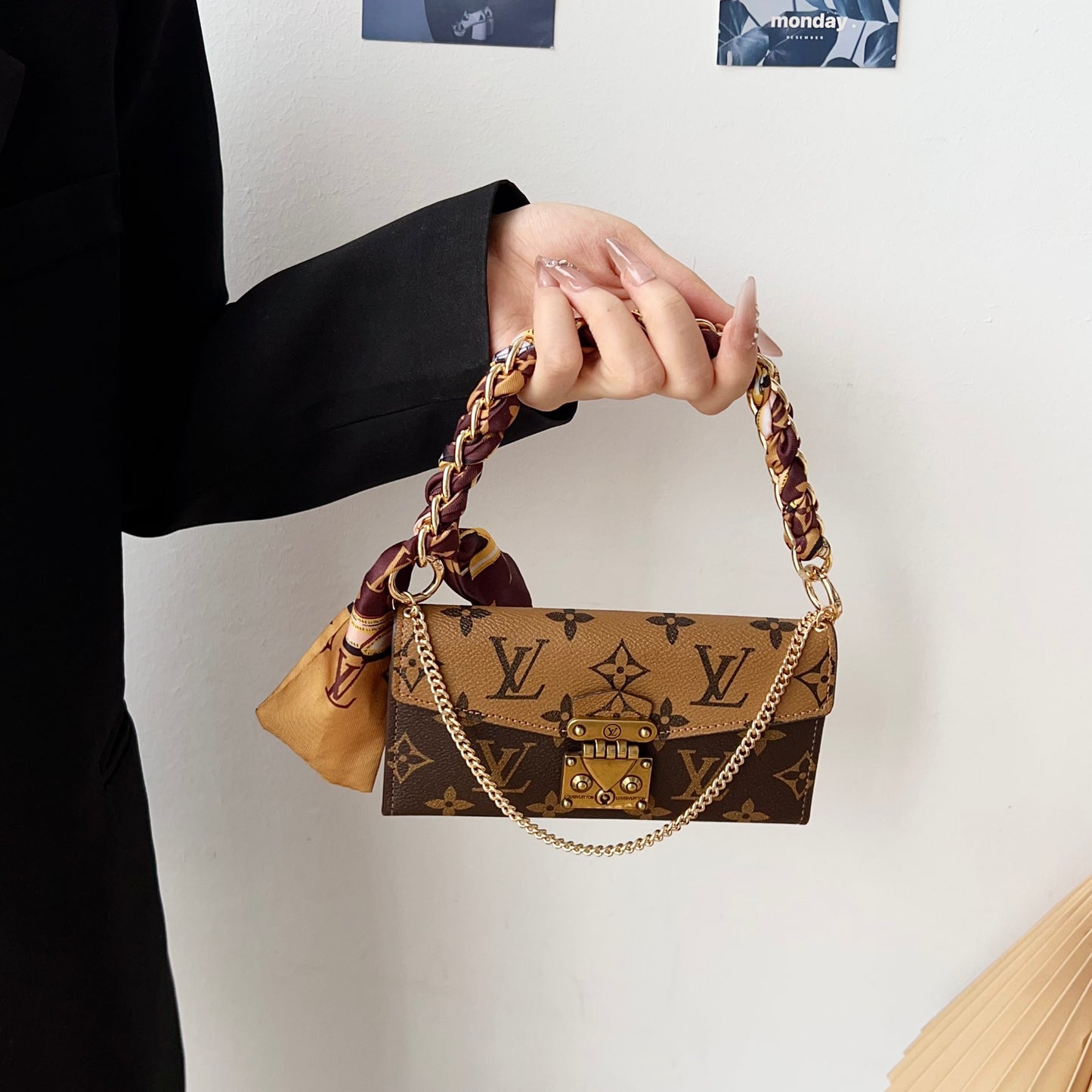 Leather Folio Monogram iPhone Case With Card Holder And Strap-CFMTY21