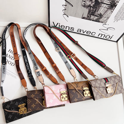 Luxury Folio Monogram iPhone Case With Card Holder And Crossbody Strap-CFMTY25