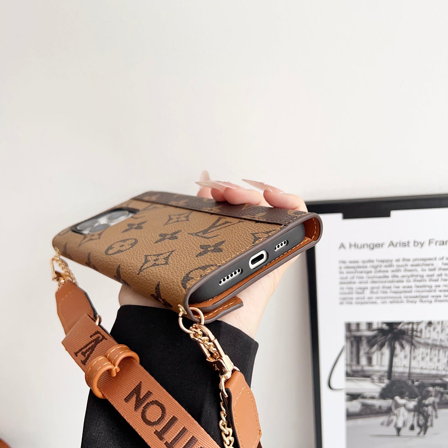 Luxury Folio Monogram iPhone Case With Card Holder And Crossbody Strap-CFMTY25