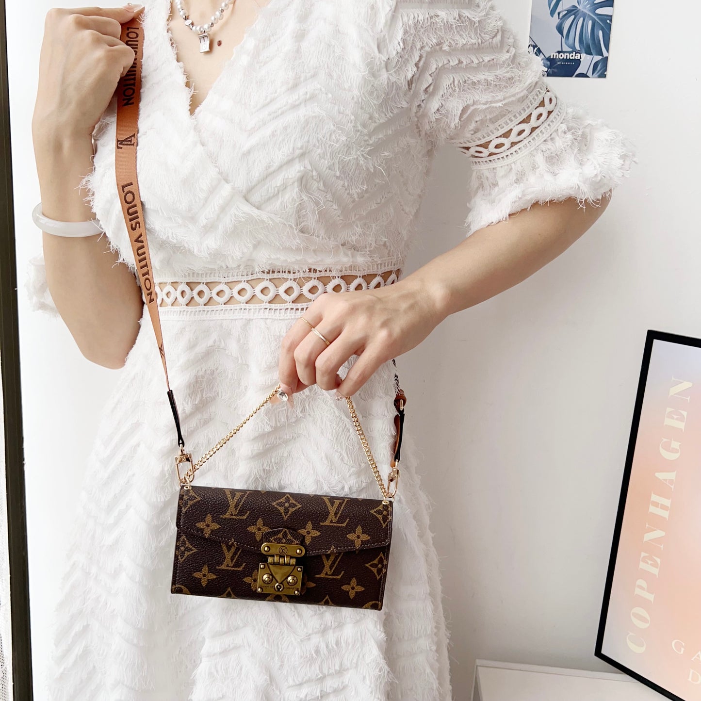 Luxury Folio Monogram iPhone Case With Card Holder And Crossbody Strap-CFMTY25