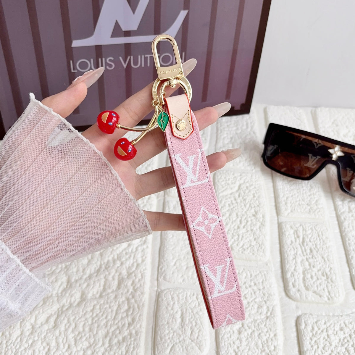 Monogram Colored Leather Key Strap-CYLV212