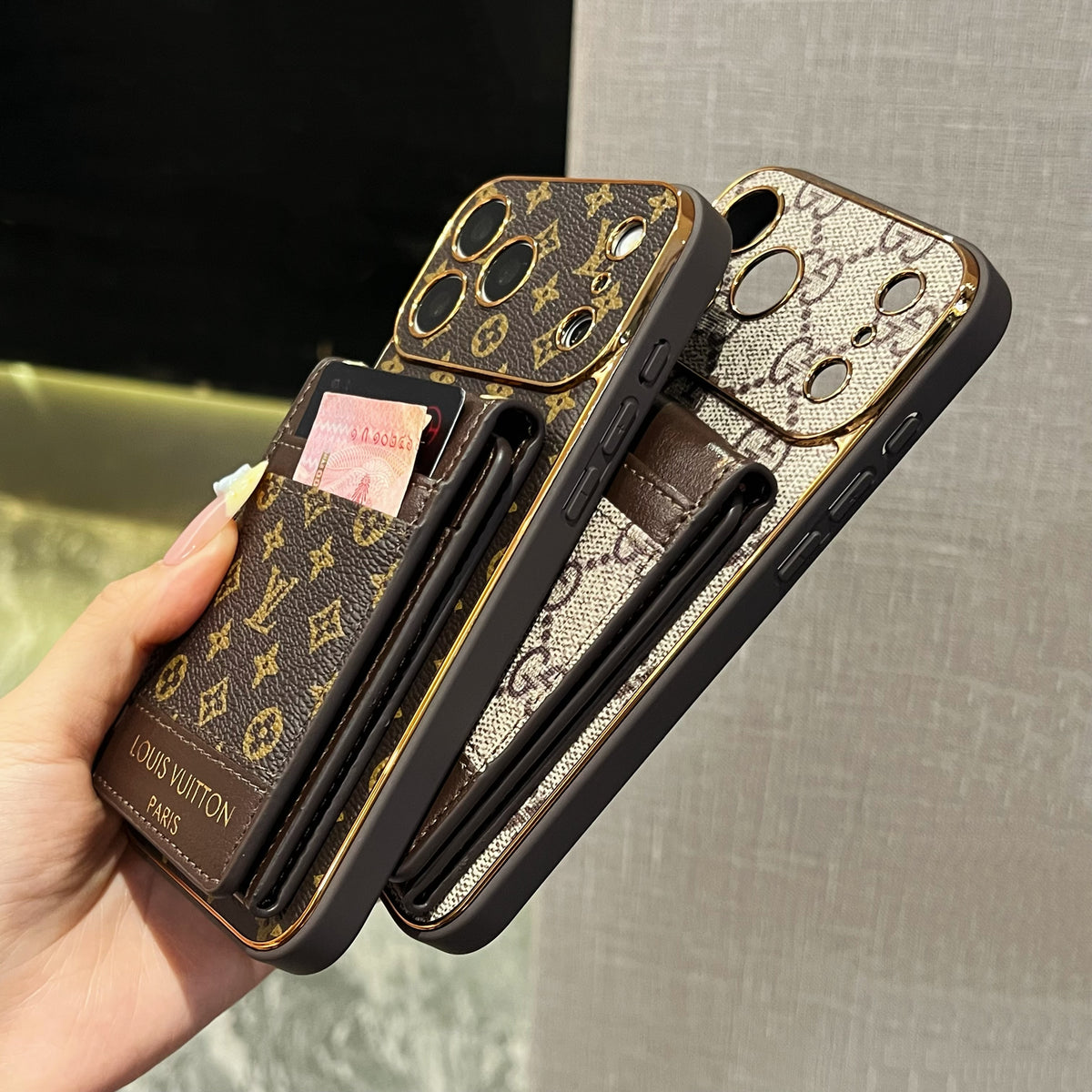 Refined Leather Monogram iPhone Case With Card Holder For iPhone 17 Series-CYLV204