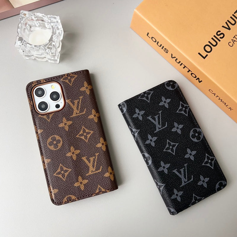 Luxury Folio Leather Monogram iPhone Case With Card Holder-CFHYL251006