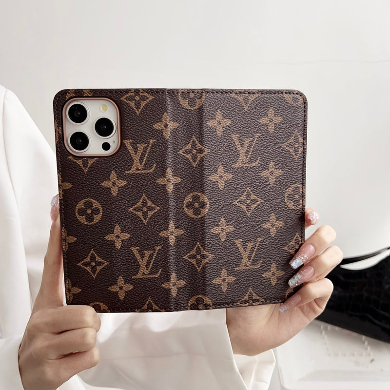 Luxury Folio Leather Monogram iPhone Case With Card Holder-CFHYL251006