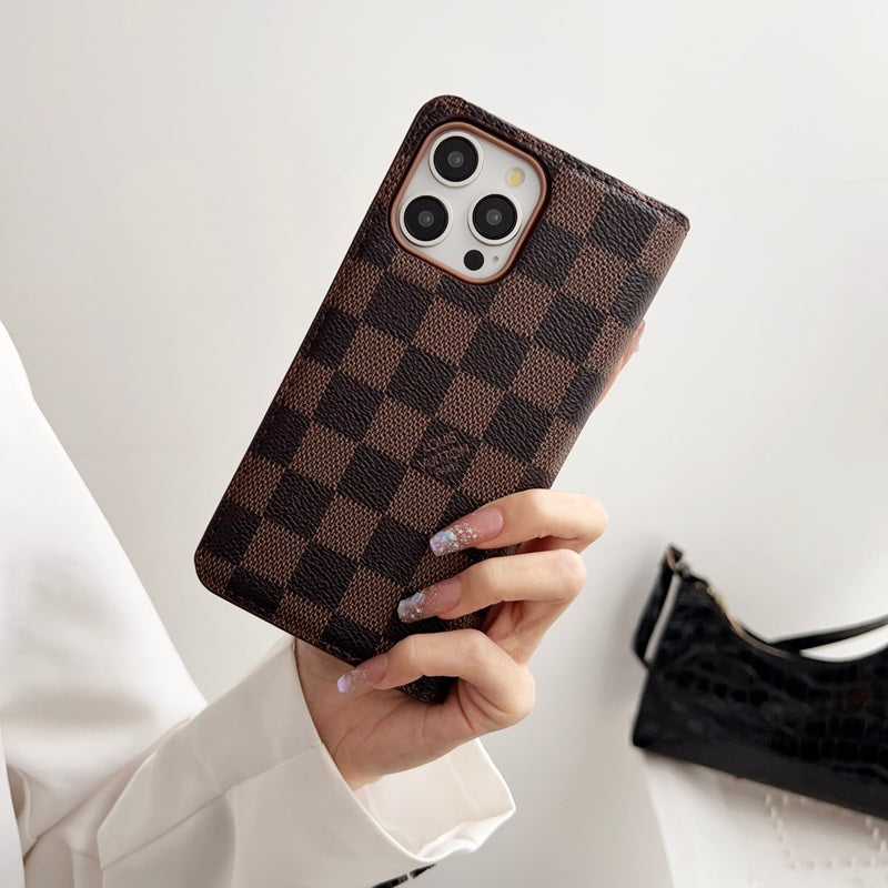 Luxury Folio Leather Monogram iPhone Case With Card Holder-CFHYL251006