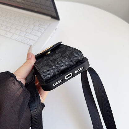 Leather CH iPhone Case With Card Holder And Strap-CFP251105