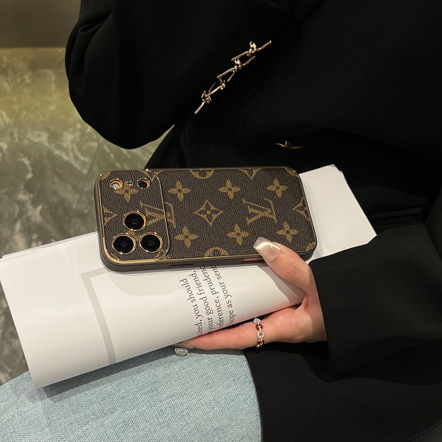 Luxury Leather Monogram iPhone Case For iPhone 17 Series-CYLV005