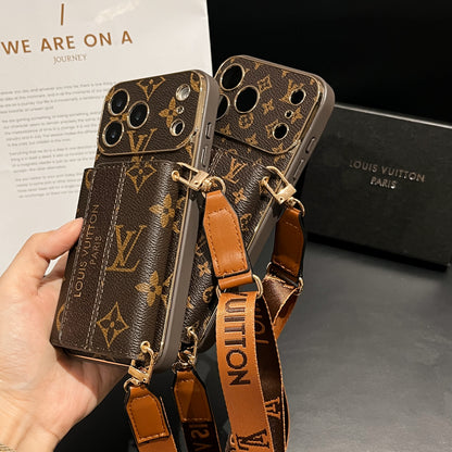 Classic Monogram iPhone Case With Card Holder And Strap For iPhone 17 Series-CYLV009