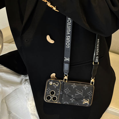 Luxury Monogram iPhone Case With Card Holder And Strap For iPhone 17 Series-CYLV002