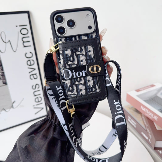 Classic Leather CD iPhone Case With Wallet And Crossbody Strap-CFK251405