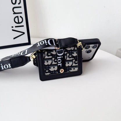 Classic Leather CD iPhone Case With Wallet And Crossbody Strap-CFK251405