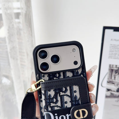 Classic Leather CD iPhone Case With Wallet And Crossbody Strap-CFK251405