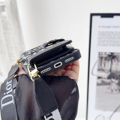 Classic Leather CD iPhone Case With Wallet And Crossbody Strap-CFK251405