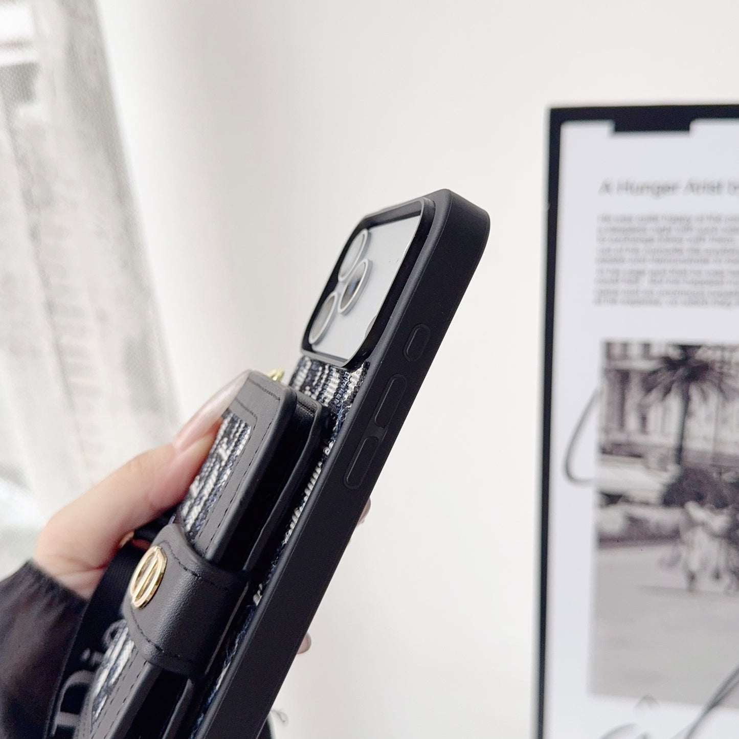 Classic Leather CD iPhone Case With Wallet And Crossbody Strap-CFK251405