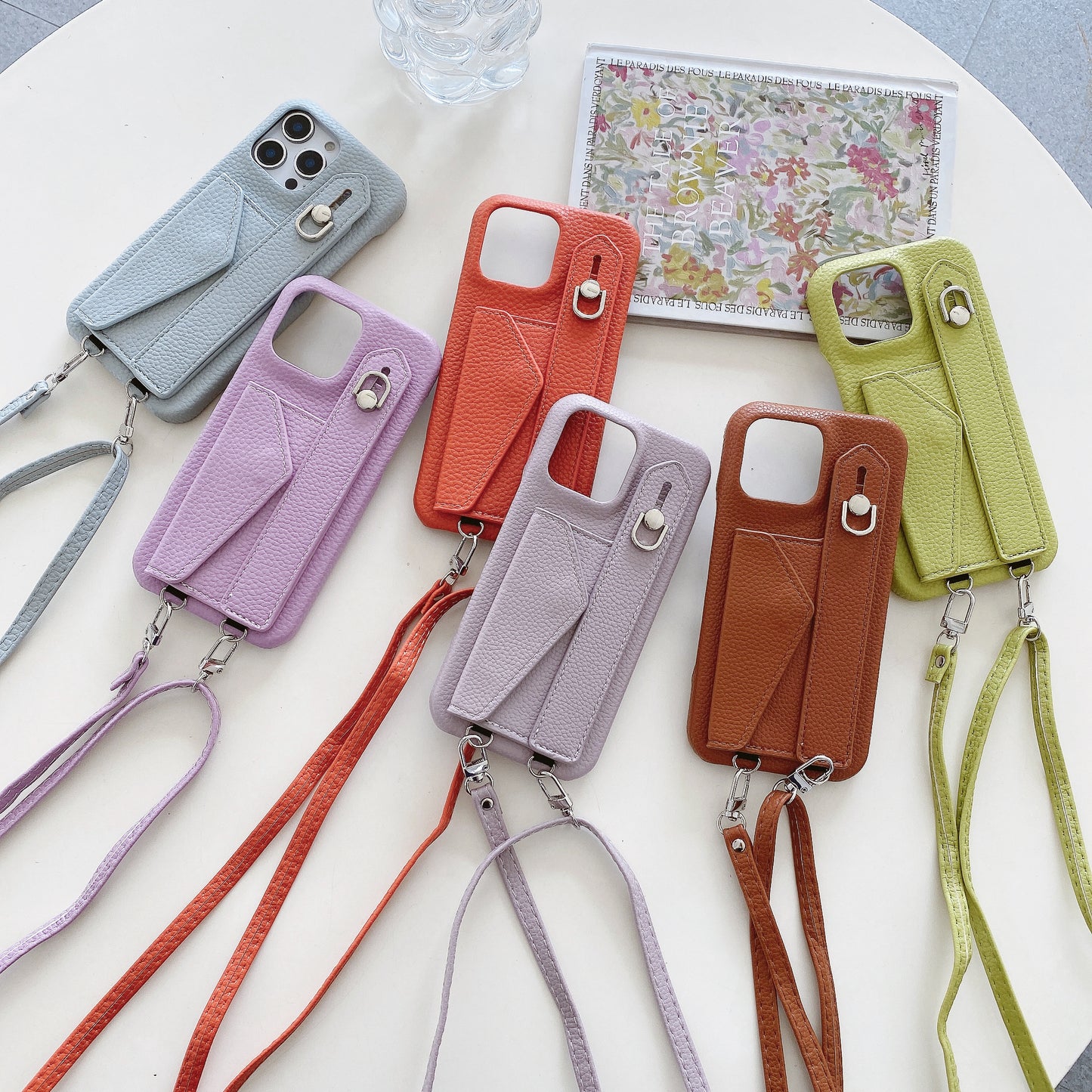 Leather iPhone Case With Card Holder And Strap