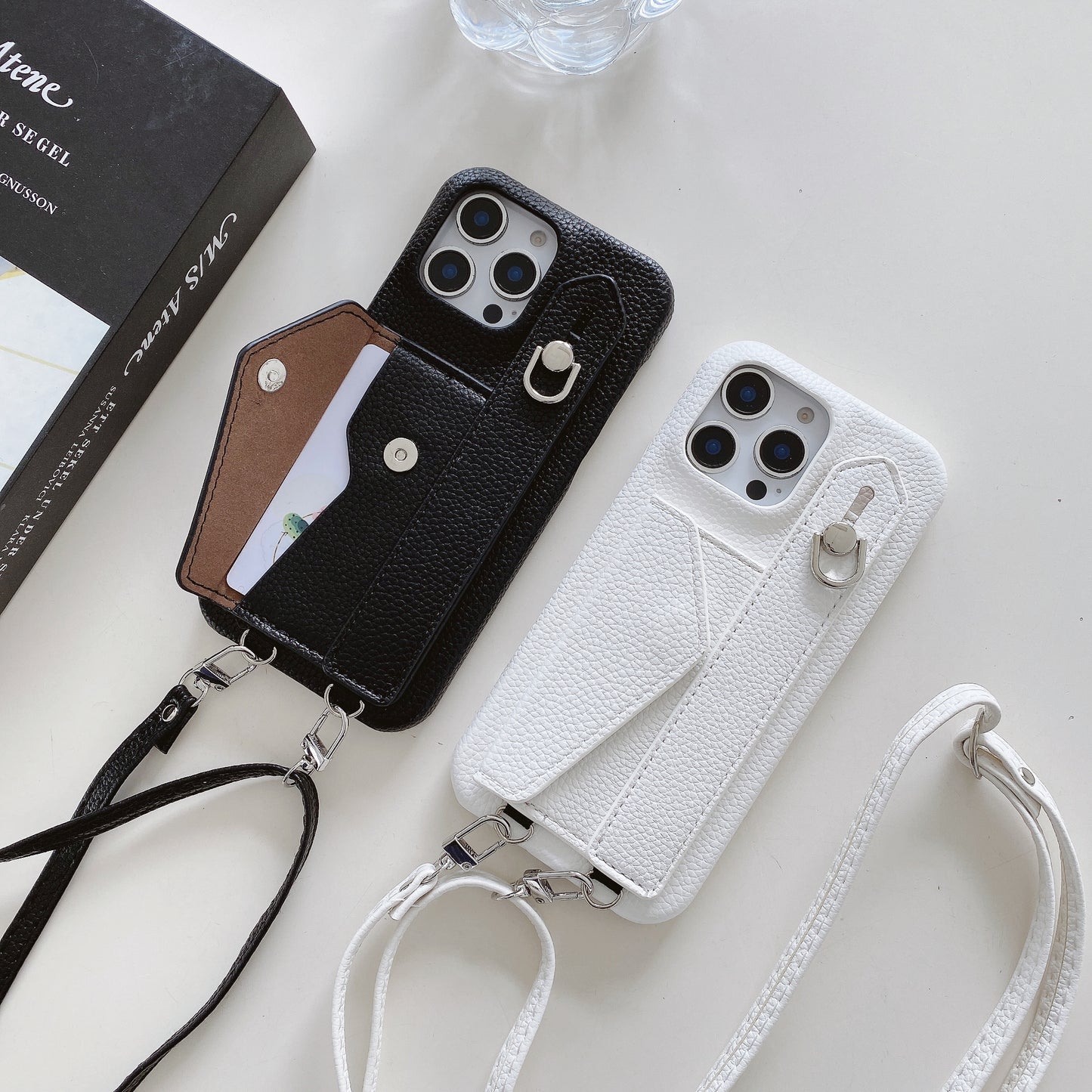 Leather iPhone Case With Card Holder And Strap