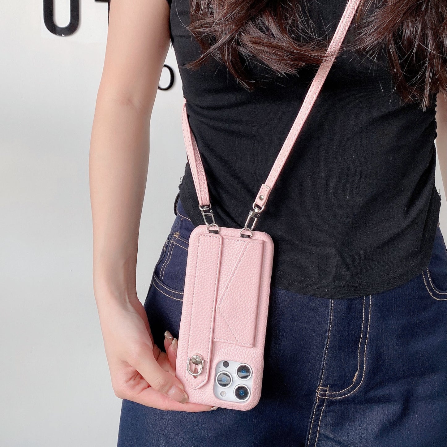 Leather iPhone Case With Card Holder And Strap