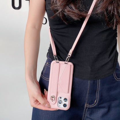 Leather iPhone Case With Card Holder And Strap
