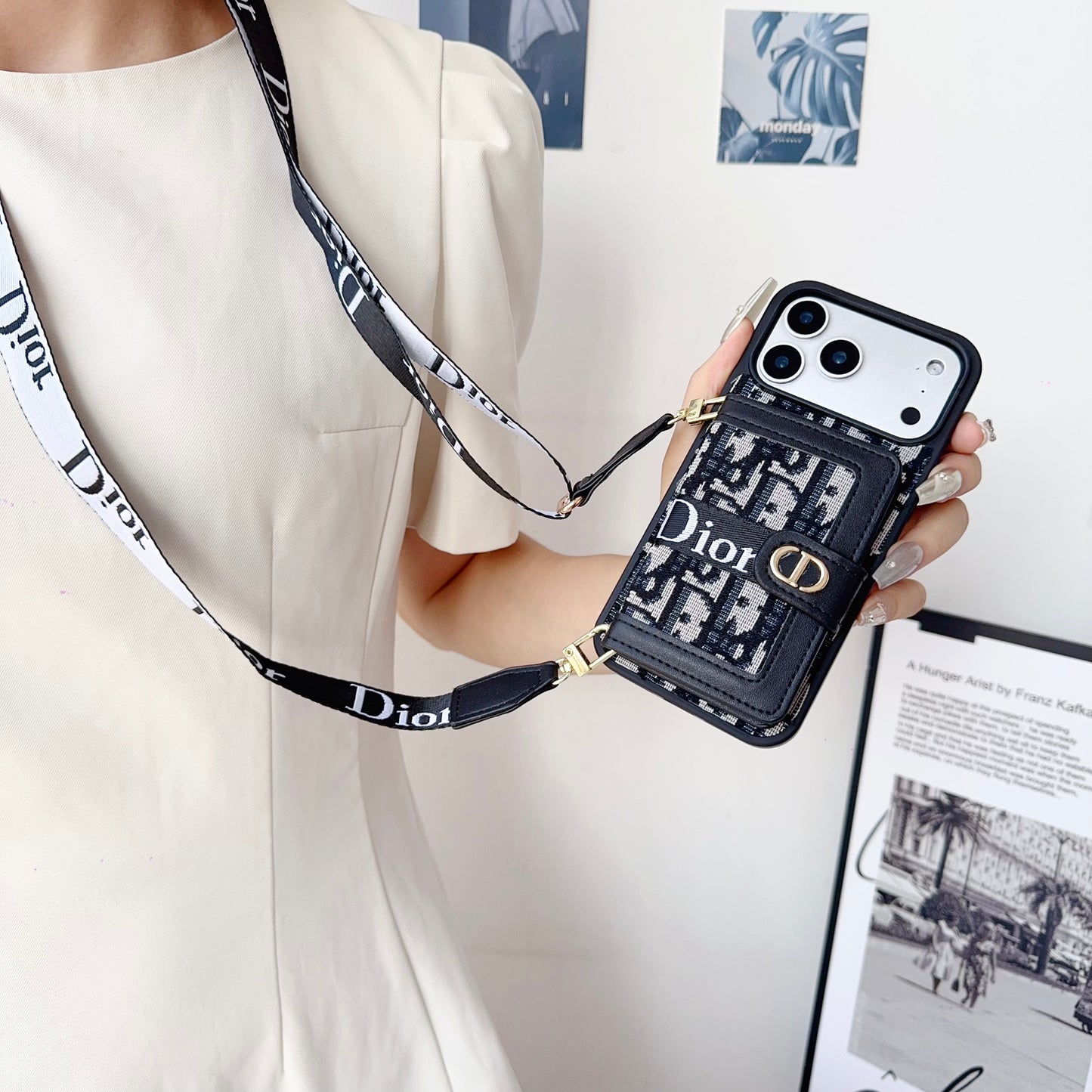 Classic Leather CD iPhone Case With Wallet And Crossbody Strap-CFK251405