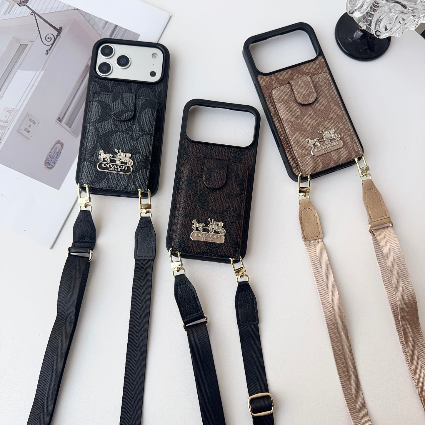 Leather CH iPhone Case With Wallet And Strap-CFK251420