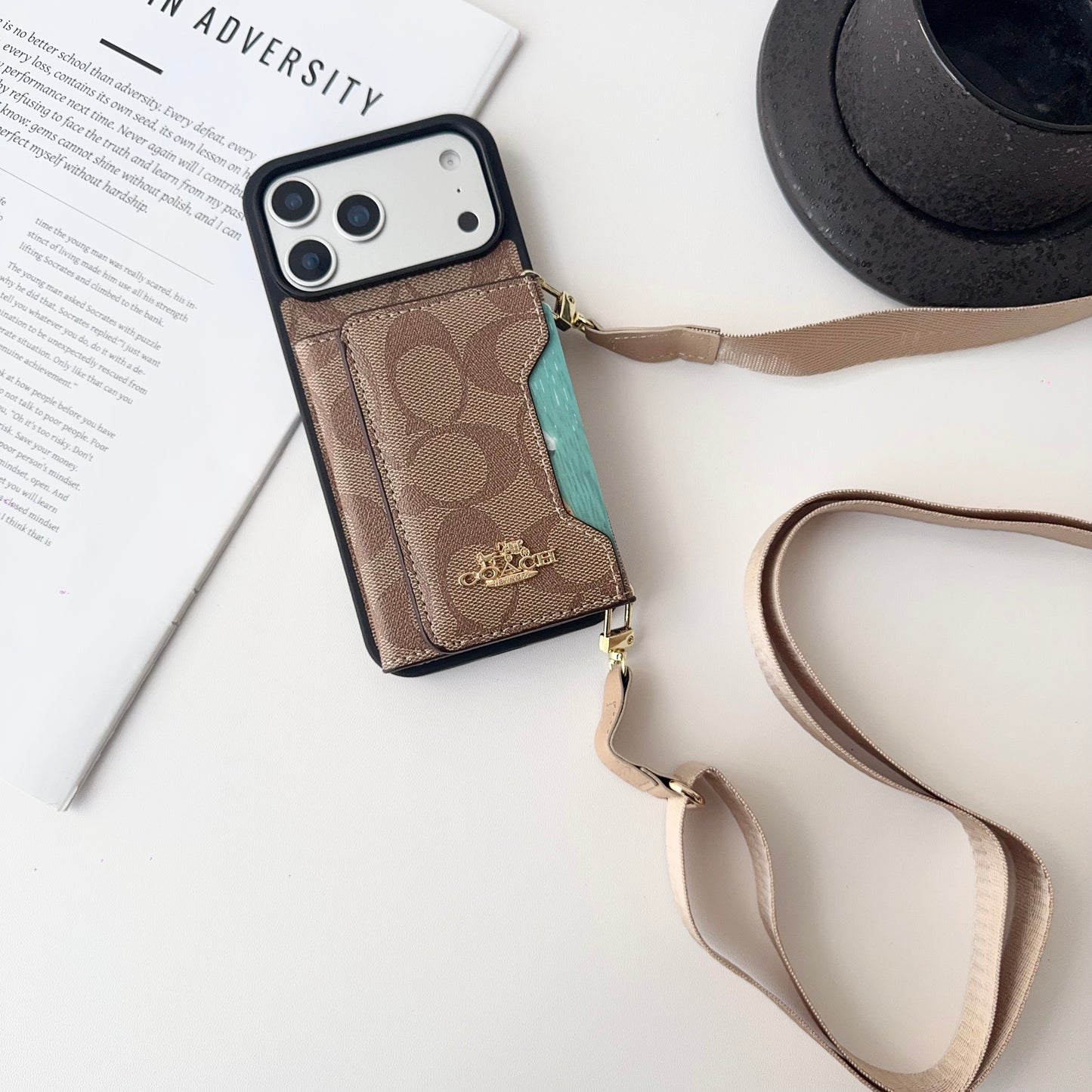 Leather CH iPhone Case With Wallet And Crossbody Strap-CFK251106