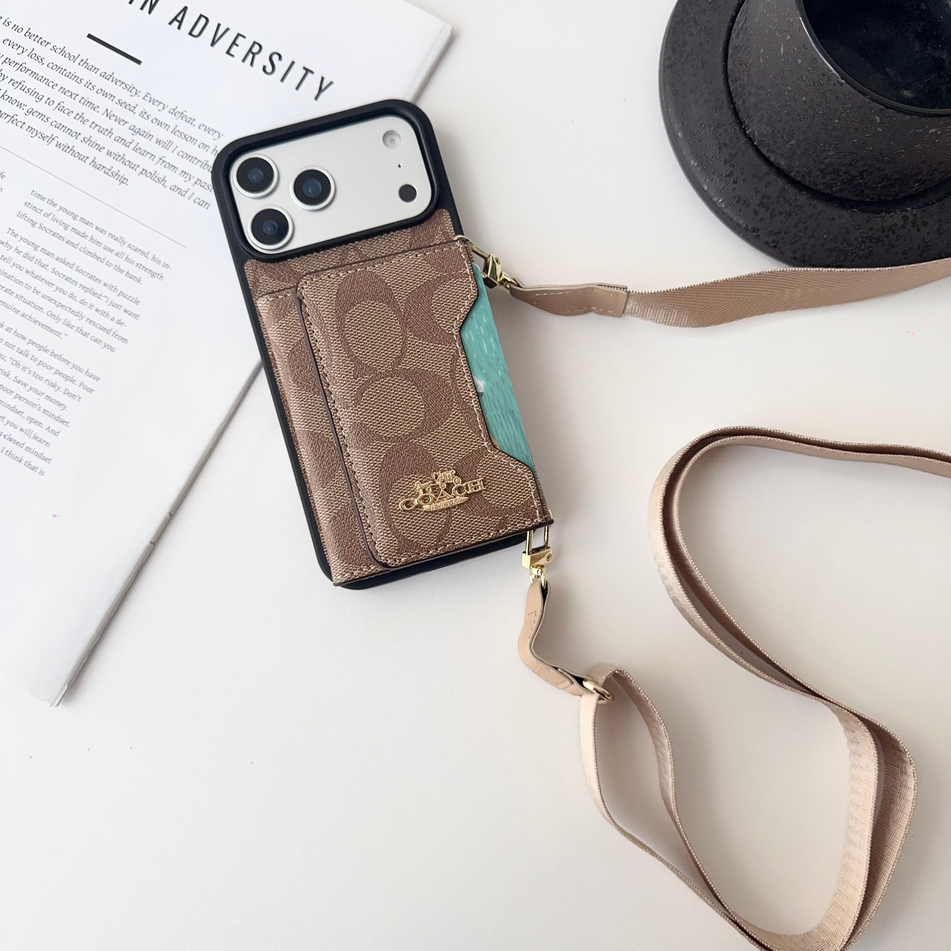 Leather CH iPhone Case With Wallet And Crossbody Strap-CFK251106