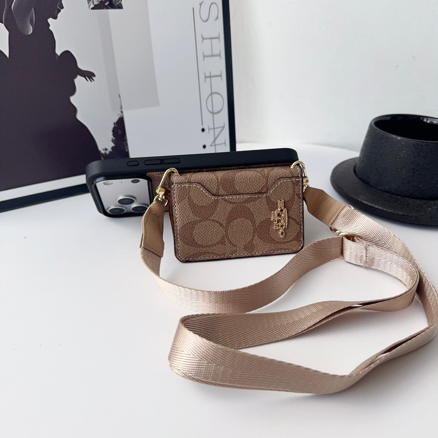 Leather CH iPhone Case With Wallet And Crossbody Strap-CFK251106