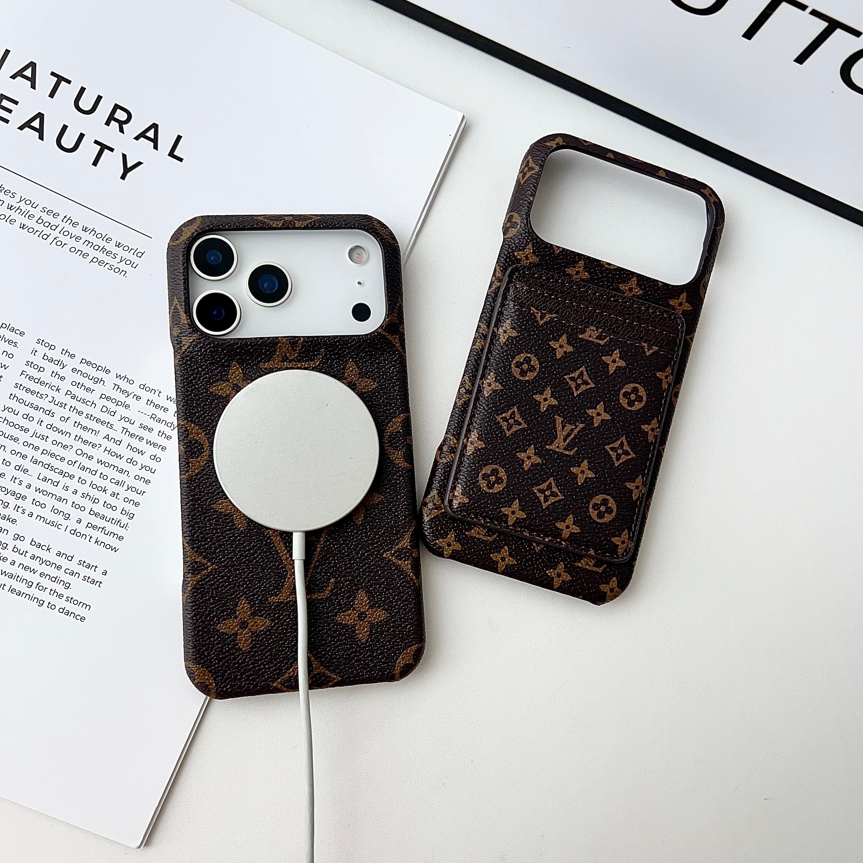 High-quality Monogram iPhone Case With Card Holder For iPhone 17 Series-CYLV138