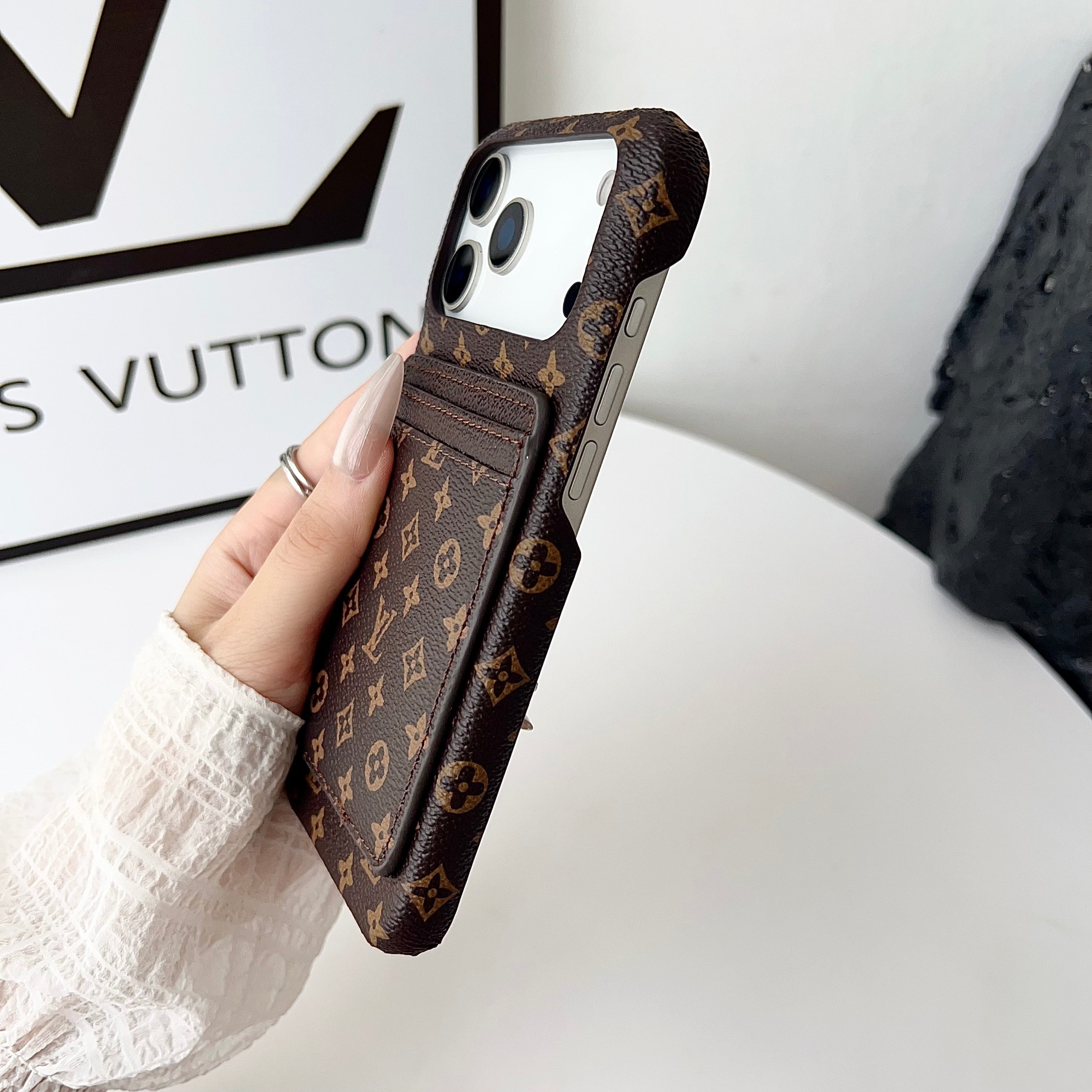 High-quality Monogram iPhone Case With Card Holder For iPhone 17 Series-CYLV138
