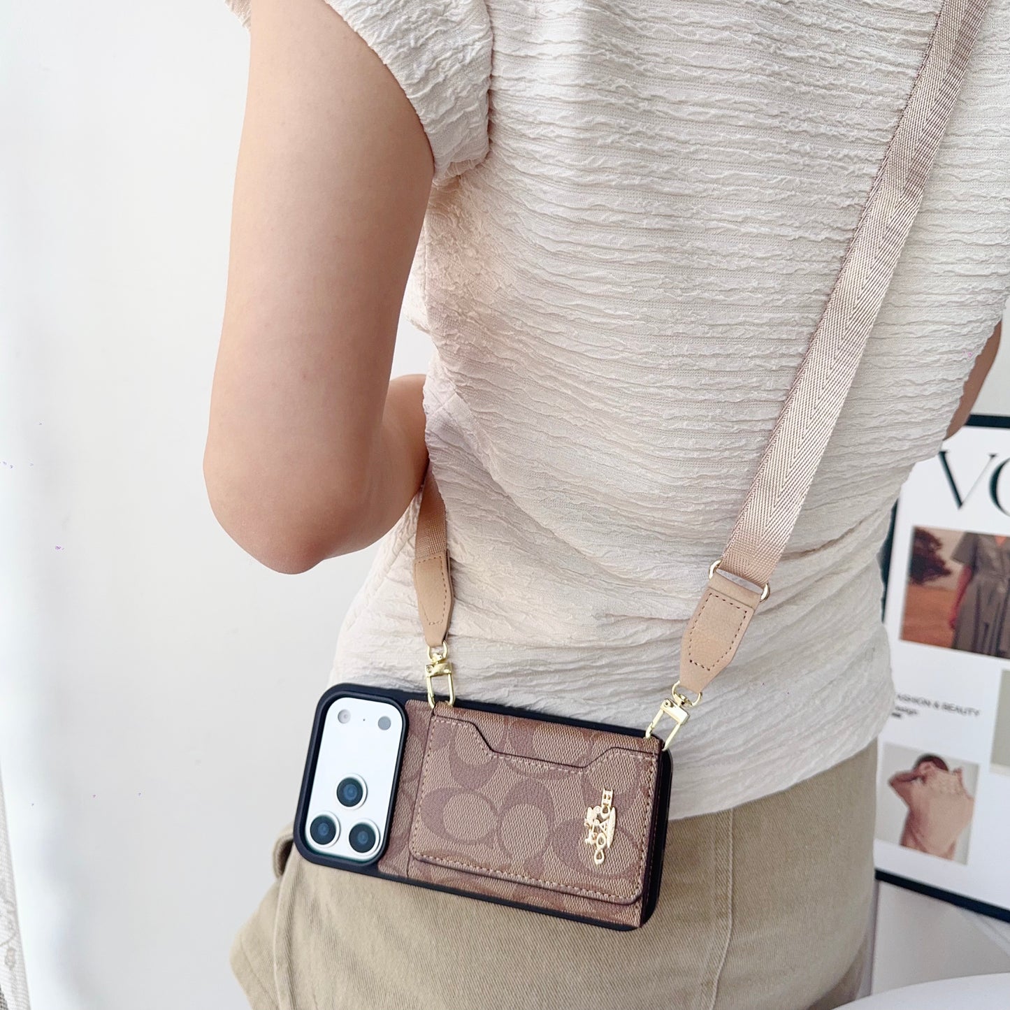 Leather CH iPhone Case With Wallet And Crossbody Strap-CFK251106