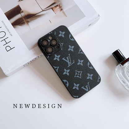Leather Monogram iPhone Case With Lens Protection Black Printing -CEK251736