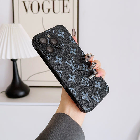 Leather Monogram iPhone Case With Lens Protection Black Printing -CEK251736