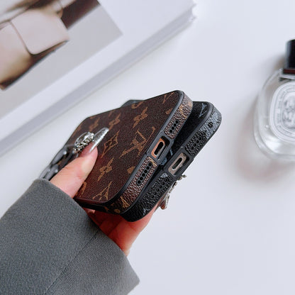 Leather Monogram iPhone Case With Lens Protection Black Printing -CEK251736