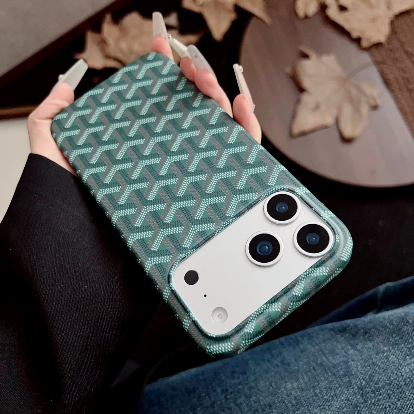 Elegant GD iPhone Case Green For iPhone 17 Series-CYGD012