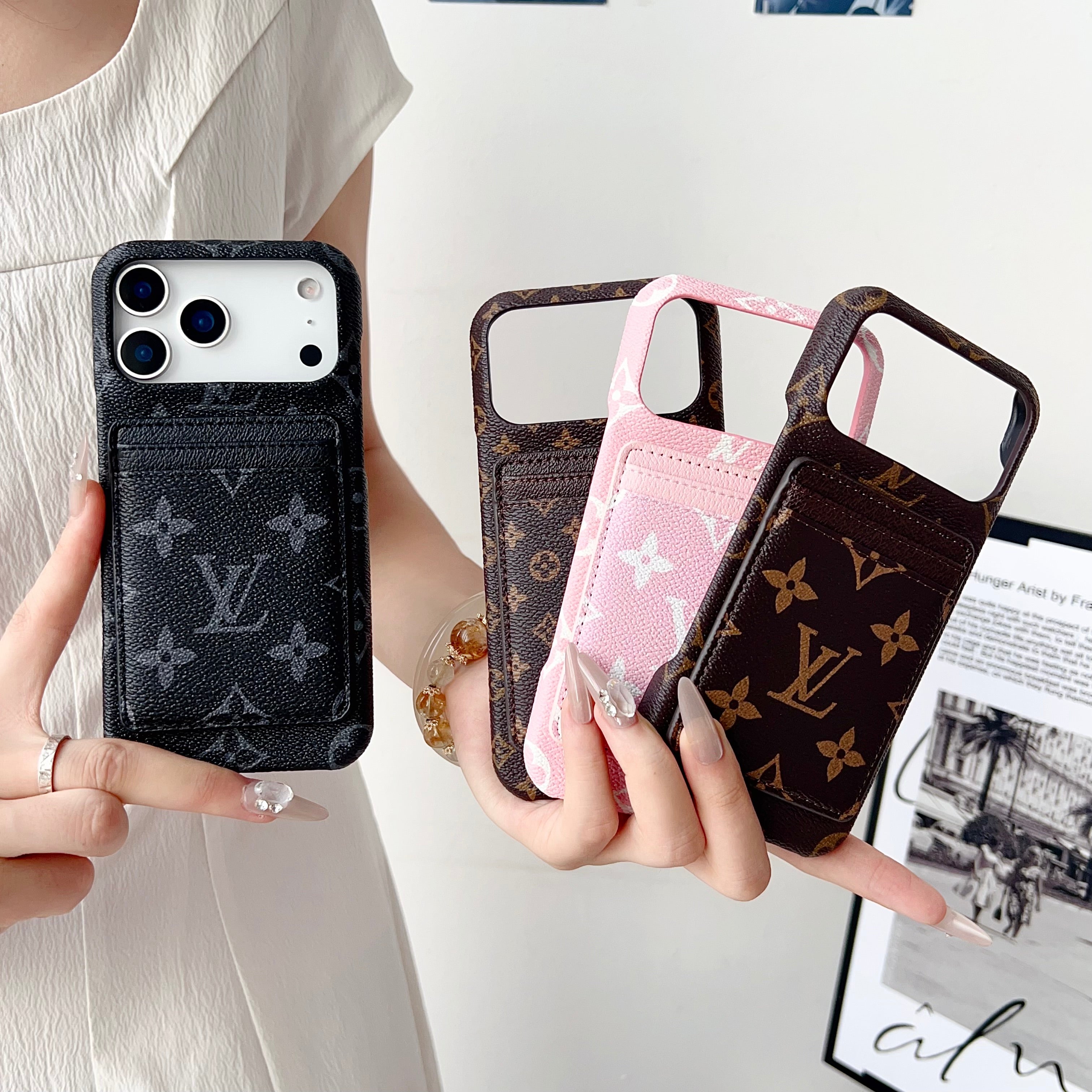 High-quality Monogram iPhone Case With Card Holder For iPhone 17 Series-CYLV138