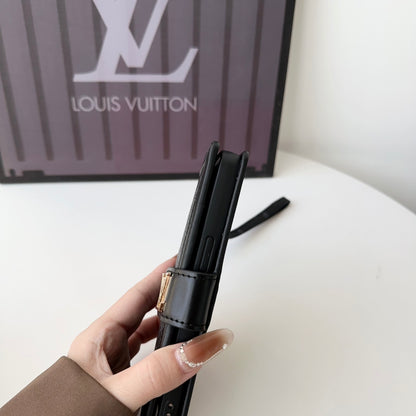 Classic Leather Fold Monogram iPhone Case With Card and Cash Holder-CFMTY002