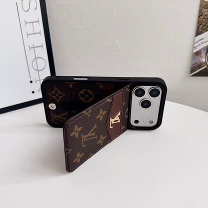 Luxury Leather Monogram iPhone Case With Card Holder -CFK251315